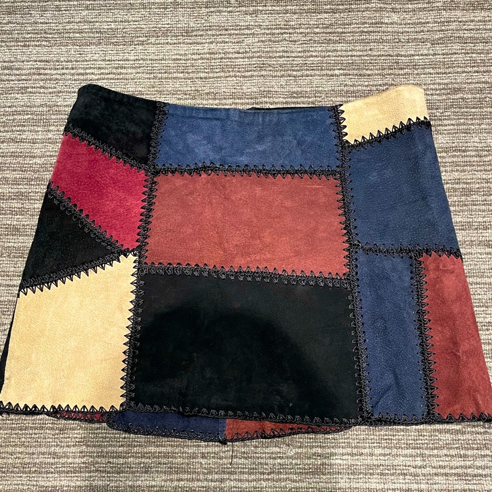 LEATHER PATCHWORK SKIRT